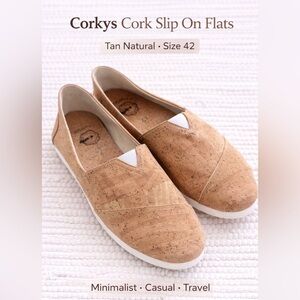 Corkys by Corkys Cork Slip On Flats Tan Natural Lightweight Shoes Sz 42